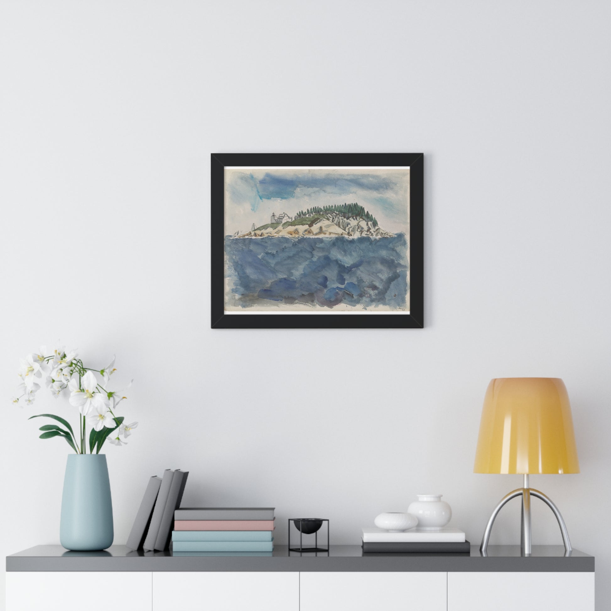 Deer Isle Series: Mark Island Lighthouse, 1928 by John Marin Framed Poster - PMA Store at the Portland Museum of Art, Maine