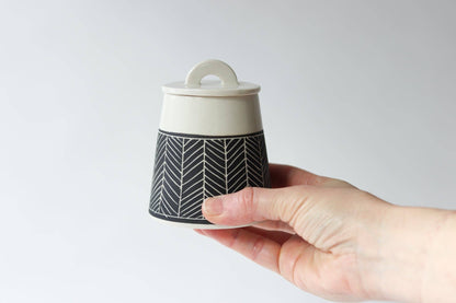 Elizabeth Benotti Ceramics - Herringbone Creamer + Sugar Set: Black - PMA Store at the Portland Museum of Art, Maine