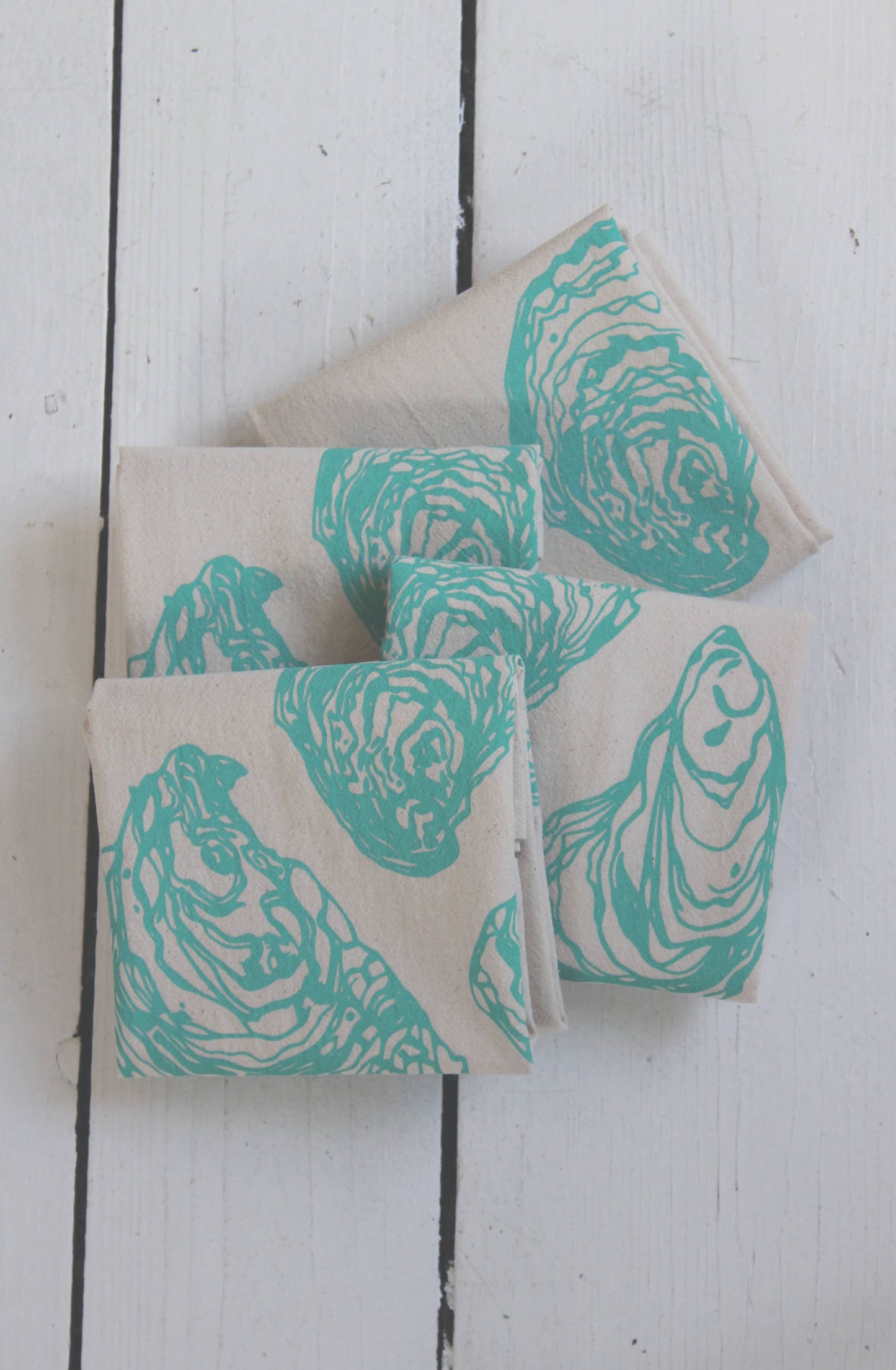 Hearth and Harrow - Set of 4 Organic Cotton Oyster Napkins - Oysters - Nautical: Grey - PMA Store at the Portland Museum of Art, Maine