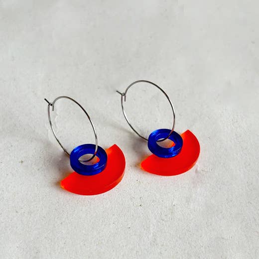 NEW Blok Earrings - Color: Turquoise and Gold Rose Mirror - PMA Store at the Portland Museum of Art, Maine