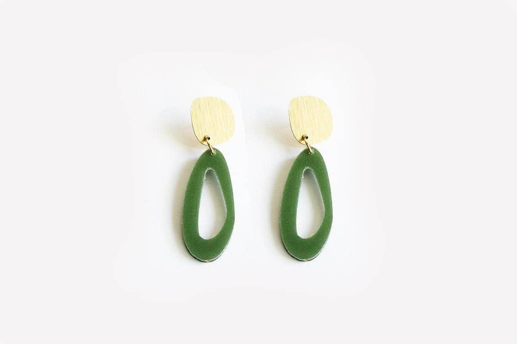 dconstruct - Ecoresin Earrings - Fluid Oval Drop: Fleur Vitamin C / Gold