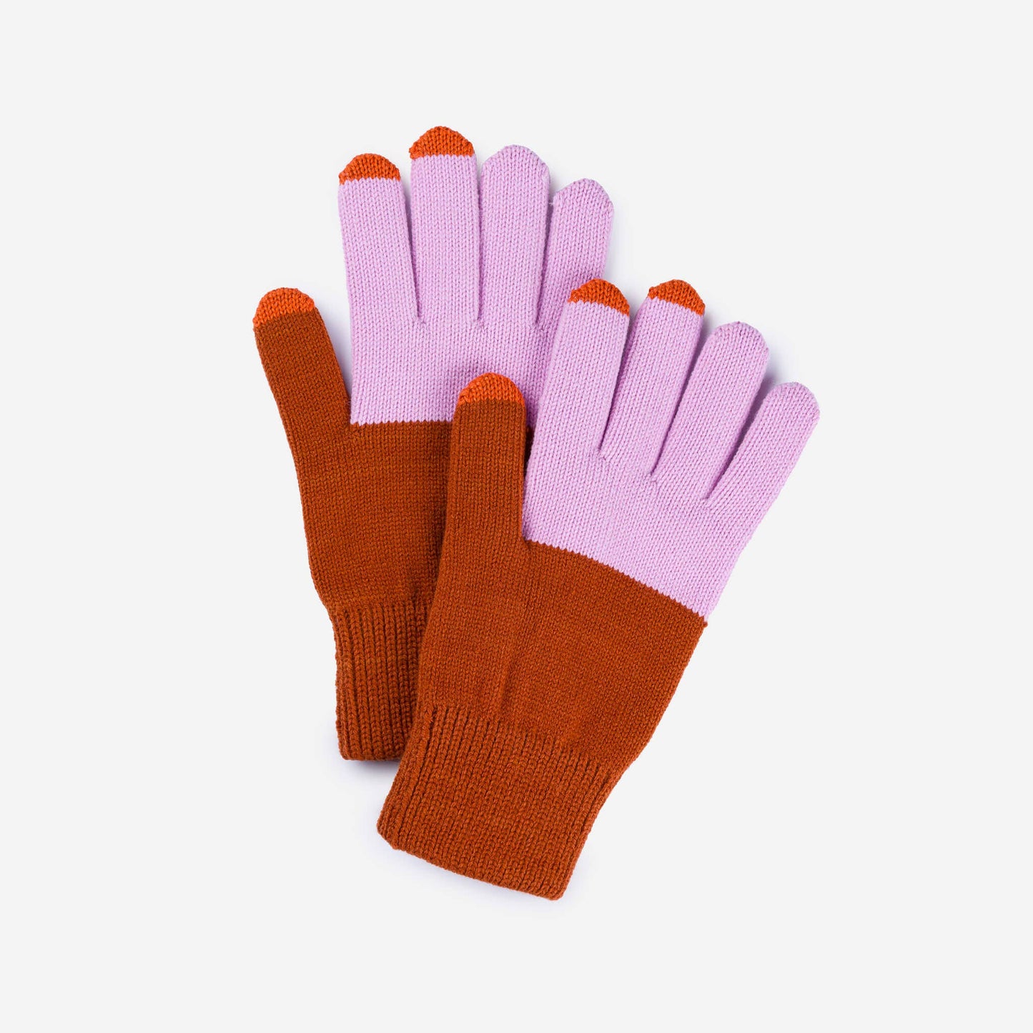 Colorblock Knit Touchscreen Gloves: Kelly Peach - PMA Store at the Portland Museum of Art, Maine