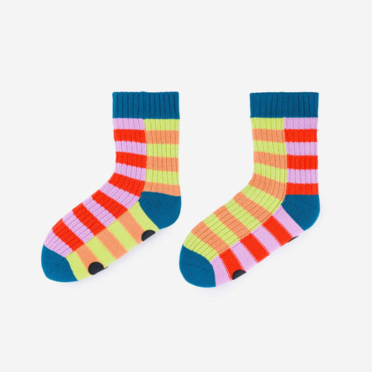 Super Stripe Knit House Socks: Poppy Lilac / L/XL - W 9.5-12.5<br>M 8-11 - PMA Store at the Portland Museum of Art, Maine