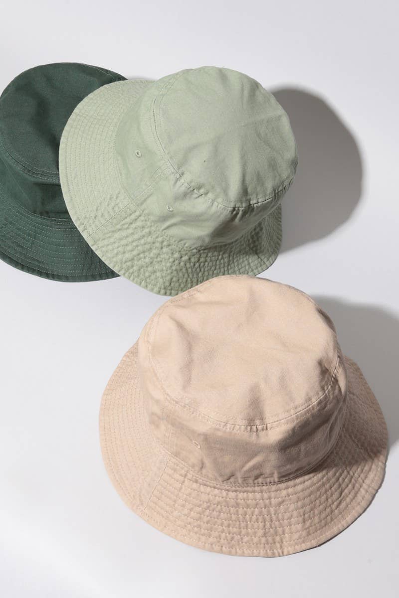 Fashion City - Solid Color Cotton Bucket Fisherman Hats: GREENTEA / S/M