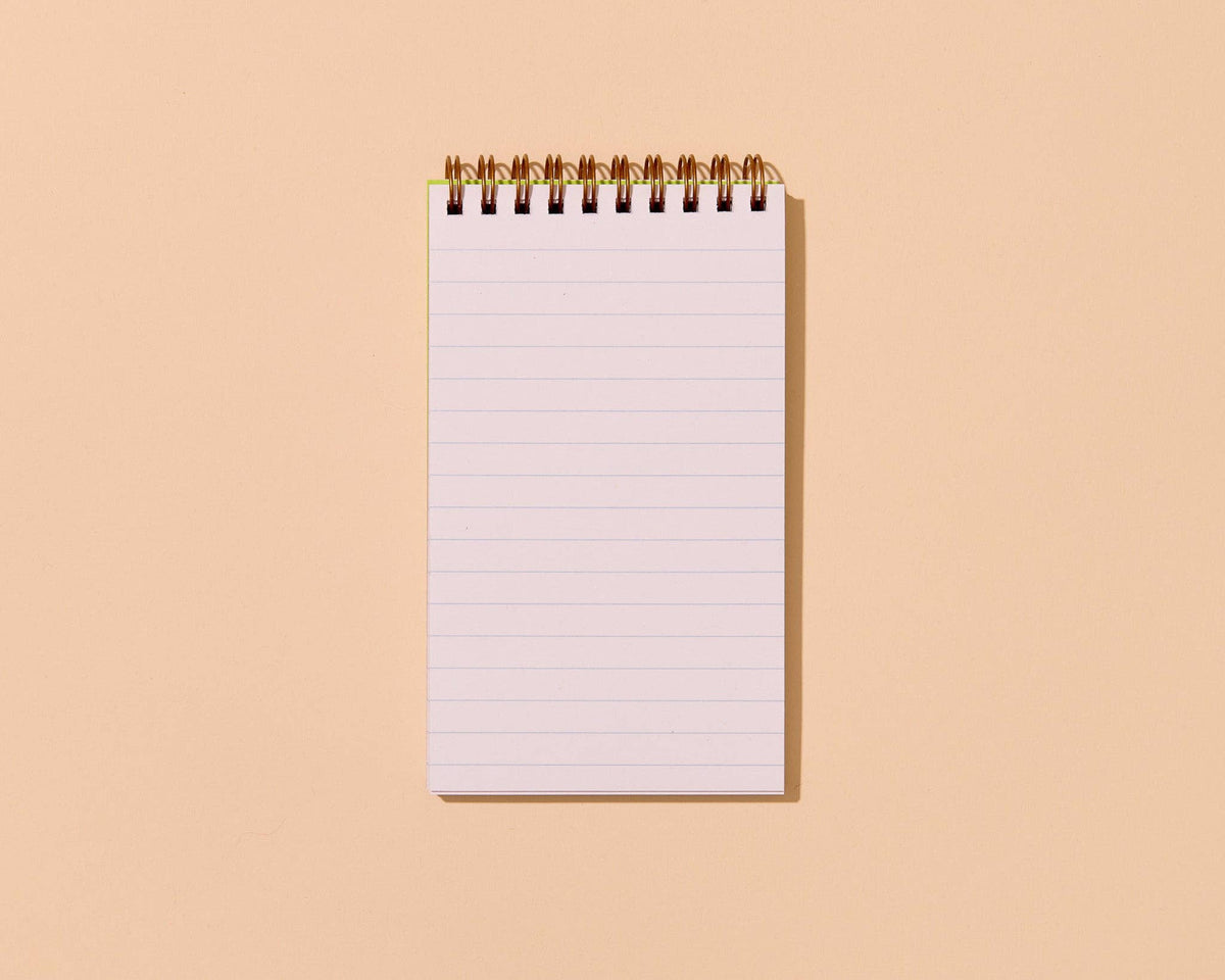 And Here We Are - Letterpress Small Spiral Notebook (Lined)—Blue/Green Stripe
