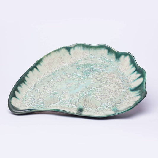 Alison Evans Ceramics - Large Oyster Plate: Mint& Charcoal