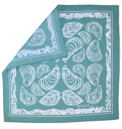 Hearth and Harrow - Oyster Bandana - 100% Cotton - Hand Printed - Green Teal - PMA Store at the Portland Museum of Art, Maine