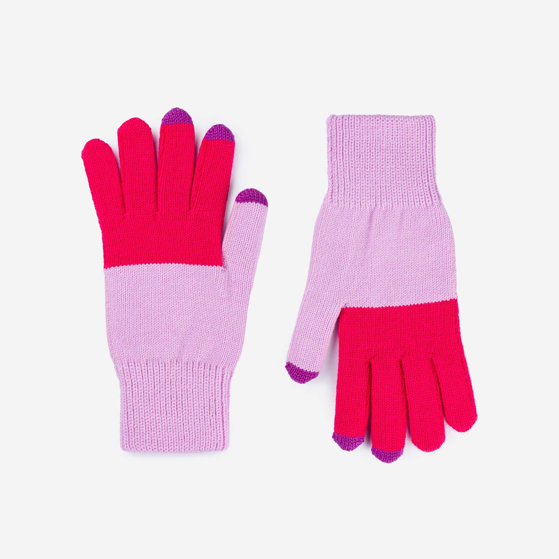Colorblock Knit Touchscreen Gloves: Kelly Peach - PMA Store at the Portland Museum of Art, Maine