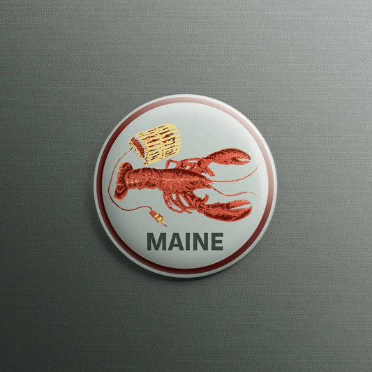 Quiet Tide Goods - Maine Lobster 1.5 inch Pin - PMA Store at the Portland Museum of Art, Maine