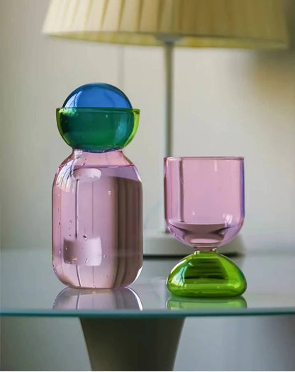 Modern Colorful Art Glass Water Carafe & Cup | Pitcher: Blue Cup - PMA Store at the Portland Museum of Art, Maine