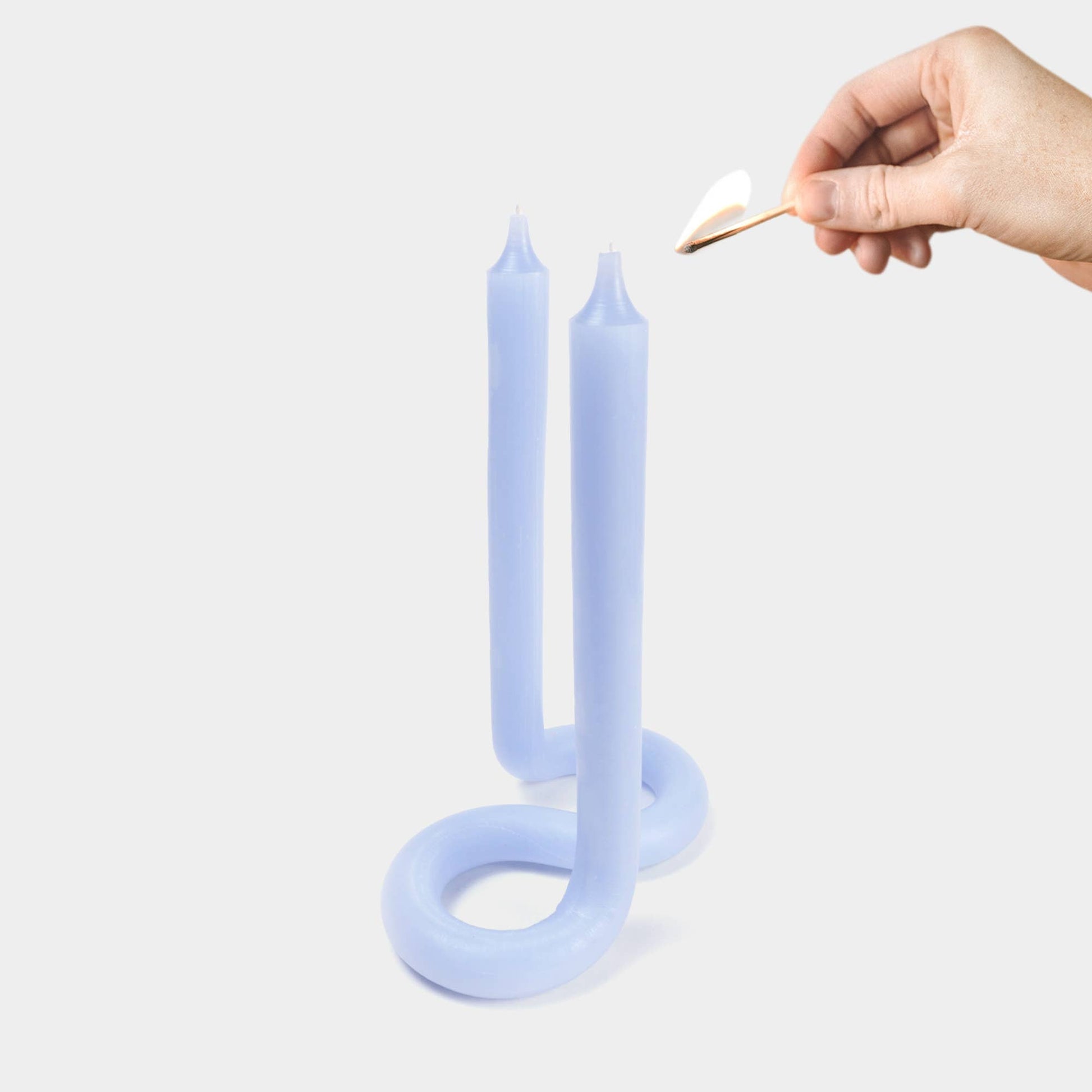 54 Celsius - Twist Candle Sticks by Lex Pott, 9.5" Tall, Light Lavender - PMA Store at the Portland Museum of Art, Maine