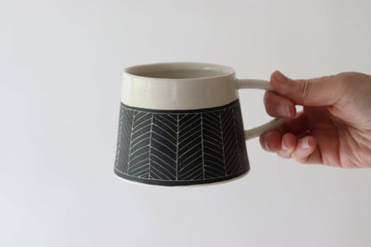 Elizabeth Benotti Ceramics - Herringbone Mug: Black - PMA Store at the Portland Museum of Art, Maine