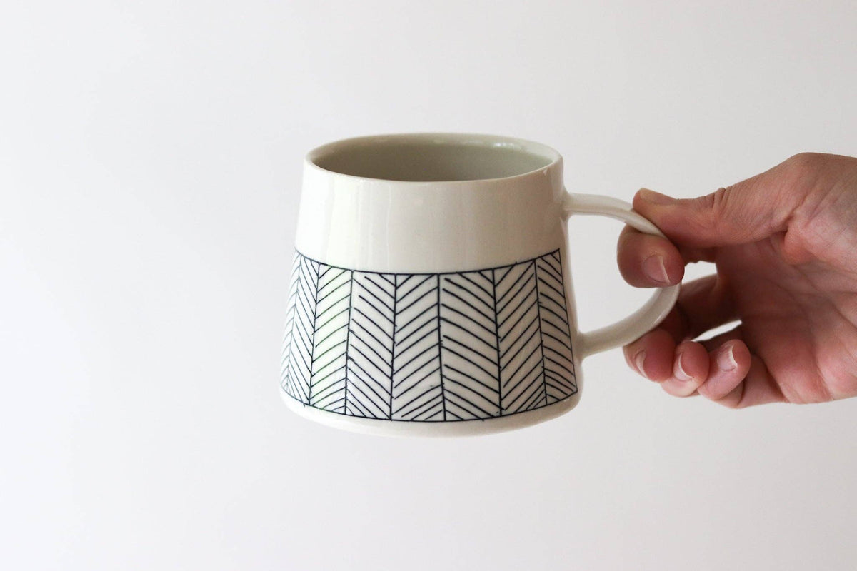 Elizabeth Benotti Ceramics - Herringbone Mug: Black - PMA Store at the Portland Museum of Art, Maine
