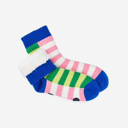 Super Stripe Knit House Socks: Poppy Lilac / L/XL - W 9.5-12.5<br>M 8-11 - PMA Store at the Portland Museum of Art, Maine