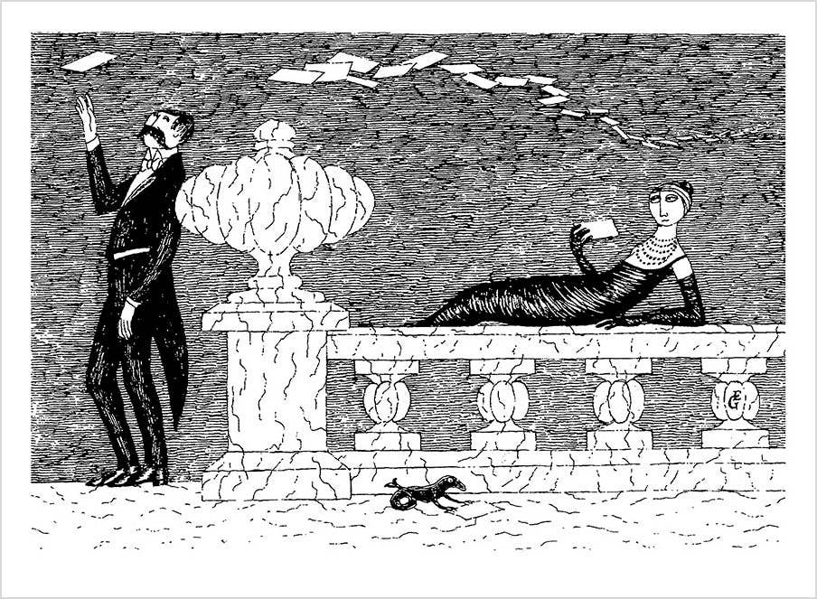 Pomegranate - Edward Gorey: Mysterious Messages, Cryptic Cards, Coded Conundrums, Anonymous Notes Book of Postcards - PMA Store at the Portland Museum of Art, Maine