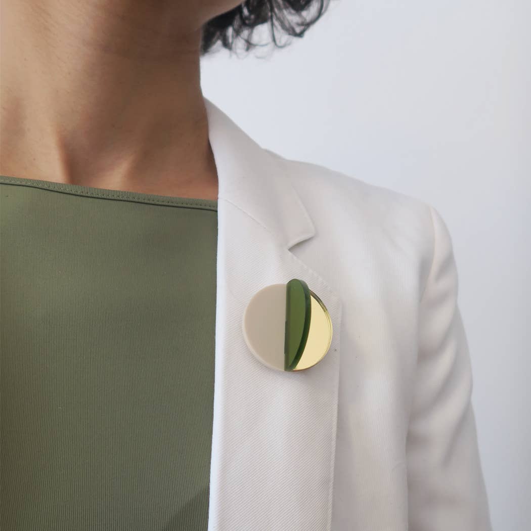 Pamela Coromoto - Dexel Brooch - Vibrant Palette: Green Mirror, Bordeaux and Magenta