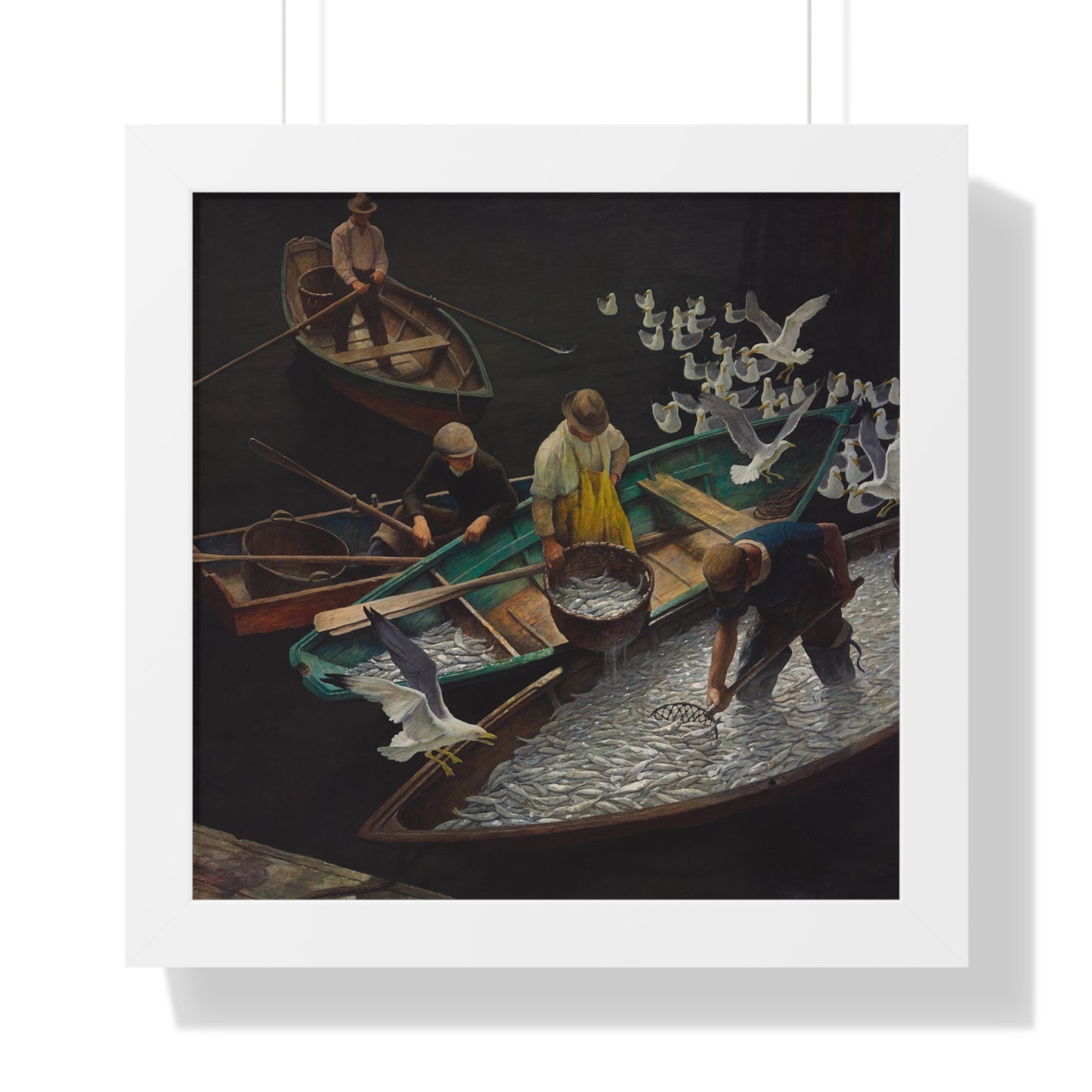 Dark Harbor Fishermen, 1943 by NC Wyeth Framed Poster - Nature Art for Home Decor - PMA Store at the Portland Museum of Art, Maine