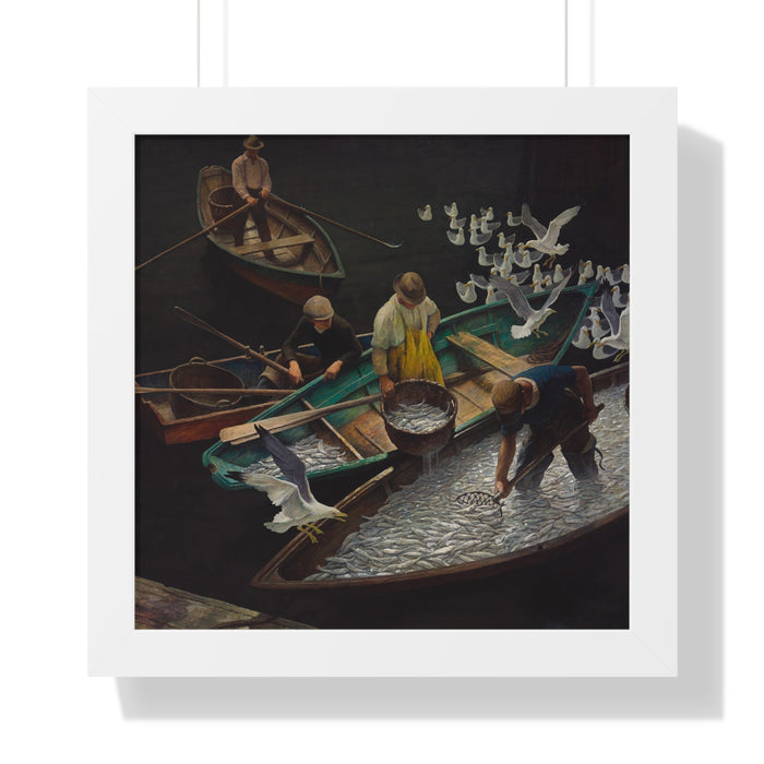 Dark Harbor Fishermen, 1943 by NC Wyeth Framed Poster - Nature Art for Home Decor