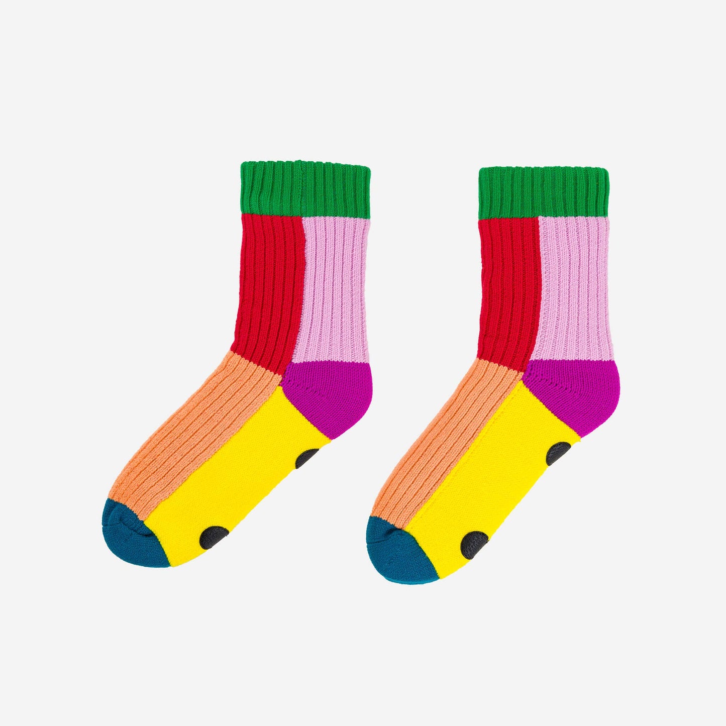 Kaleidoscope Knit House Socks: Olive Cobalt / S/M - W 6-9<br>M 5-7.5 - PMA Store at the Portland Museum of Art, Maine
