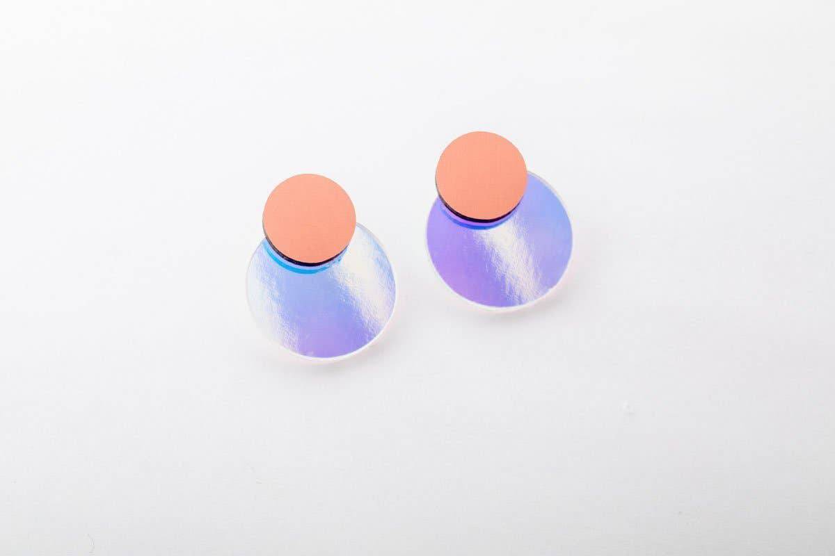 dconstruct - Ecoresin Earrings - Disc Stud: Chartreuse / Gold - PMA Store at the Portland Museum of Art, Maine