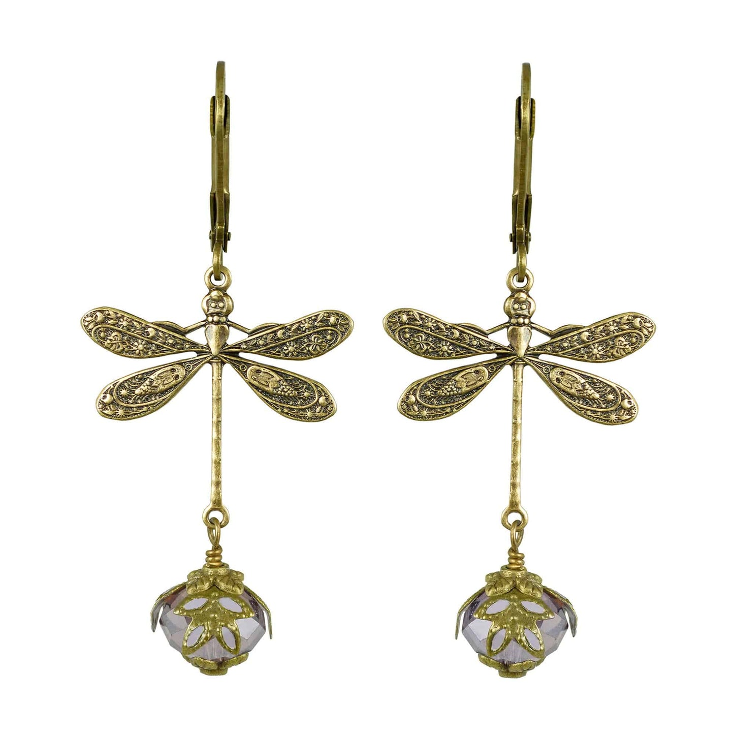 NoMonet - Fairyland: Dragonfly Daze Earrings Artisan Painted Filigree : Gold And Green - PMA Store at the Portland Museum of Art, Maine