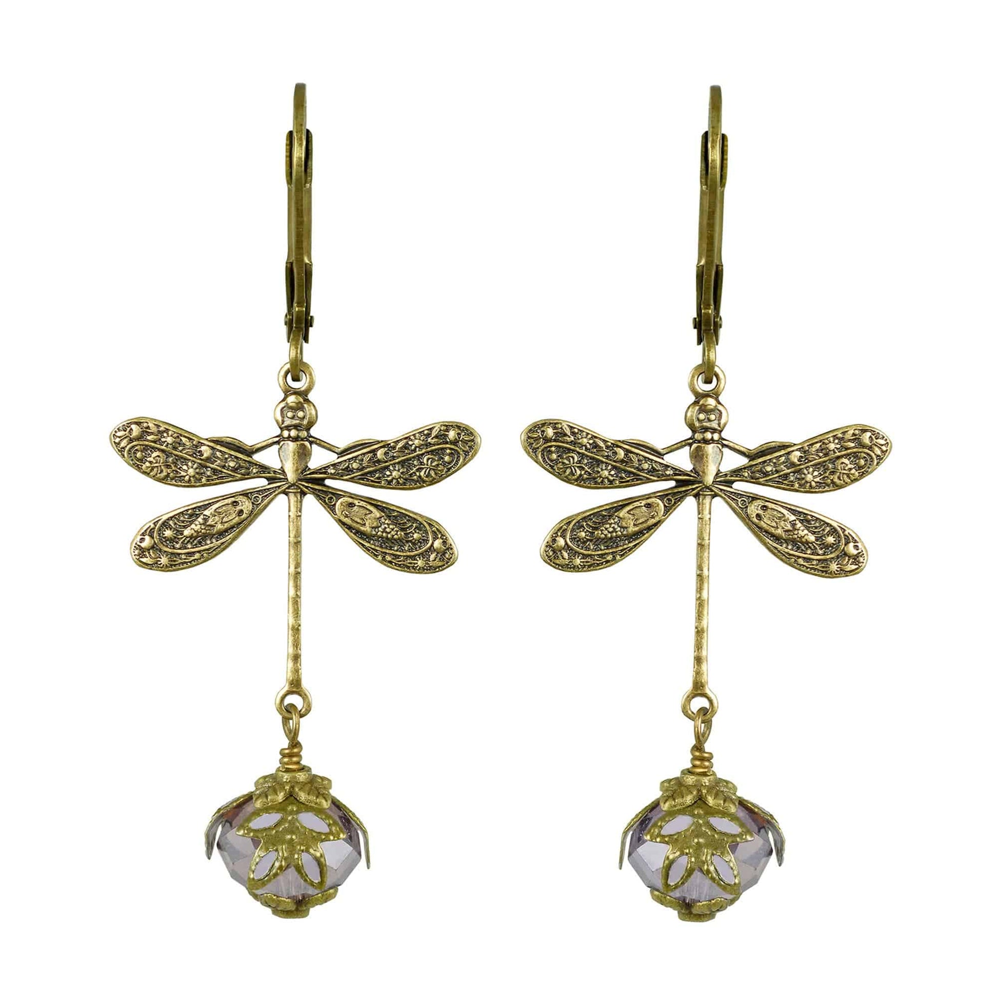 NoMonet - Fairyland: Dragonfly Daze Earrings Artisan Painted Filigree : Gold And Green - PMA Store at the Portland Museum of Art, Maine