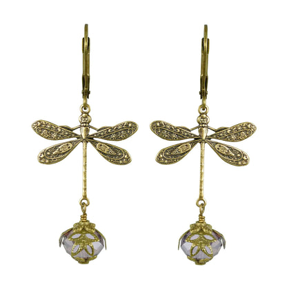NoMonet - Fairyland: Dragonfly Daze Earrings Artisan Painted Filigree : Gold And Green - PMA Store at the Portland Museum of Art, Maine