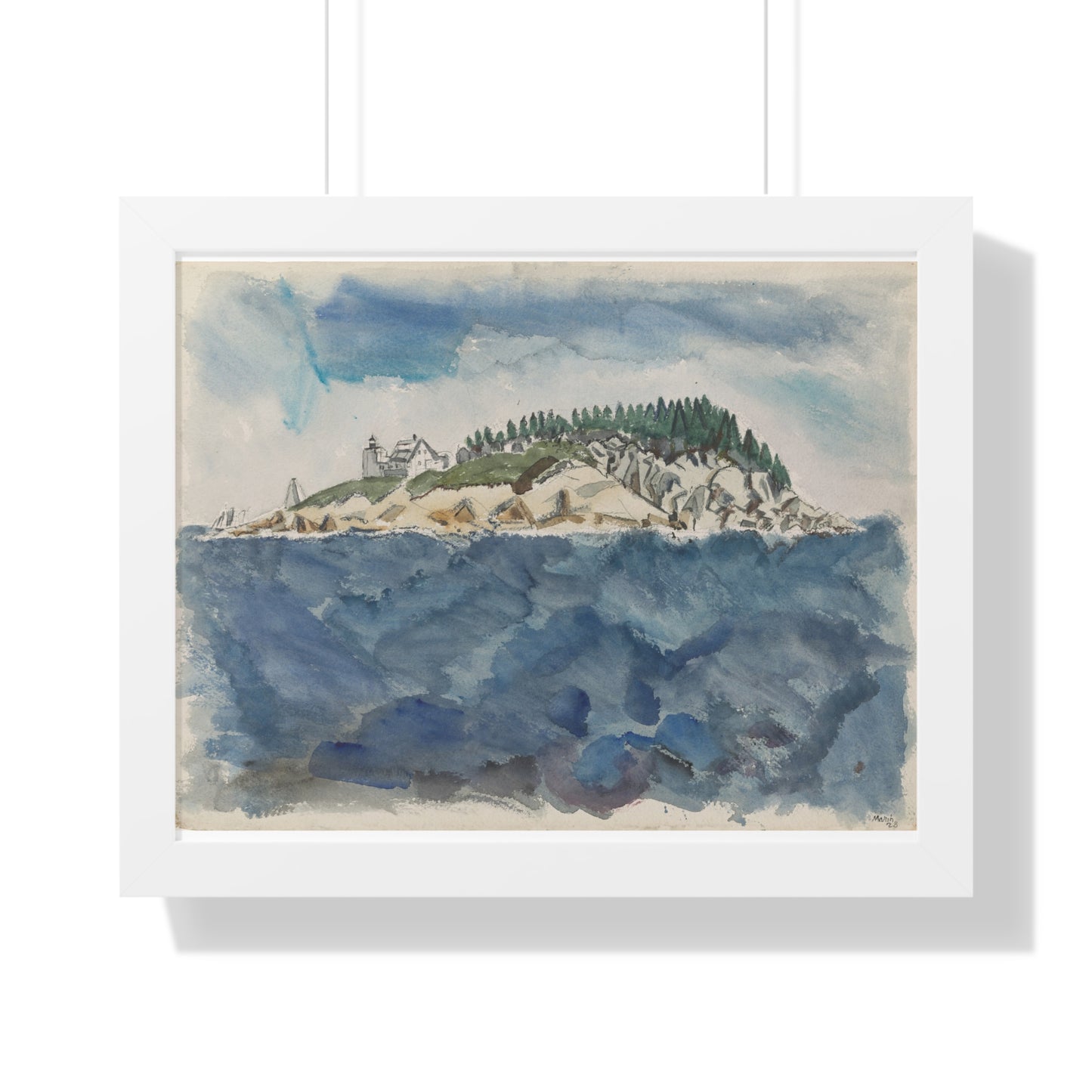 Deer Isle Series: Mark Island Lighthouse, 1928 by John Marin Framed Poster - PMA Store at the Portland Museum of Art, Maine