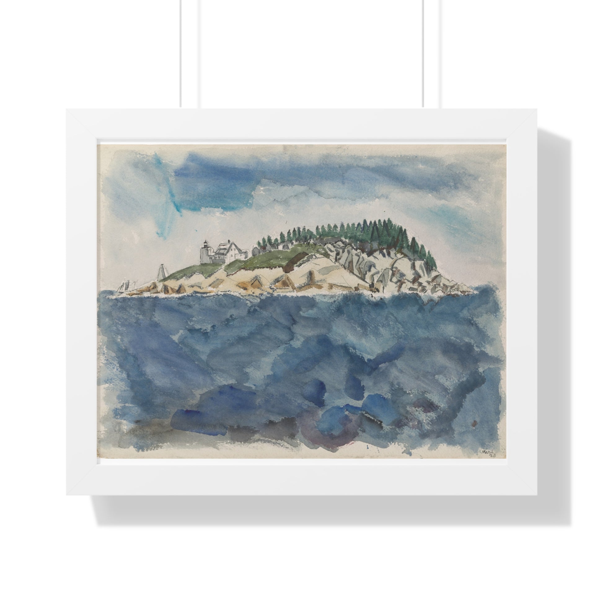 Deer Isle Series: Mark Island Lighthouse, 1928 by John Marin Framed Poster - PMA Store at the Portland Museum of Art, Maine