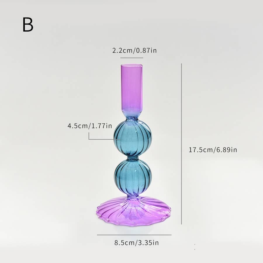 IVORE.GROUP (We cover All Import duty) - Contrast Colorful Glass Candle Holder: A - PMA Store at the Portland Museum of Art, Maine