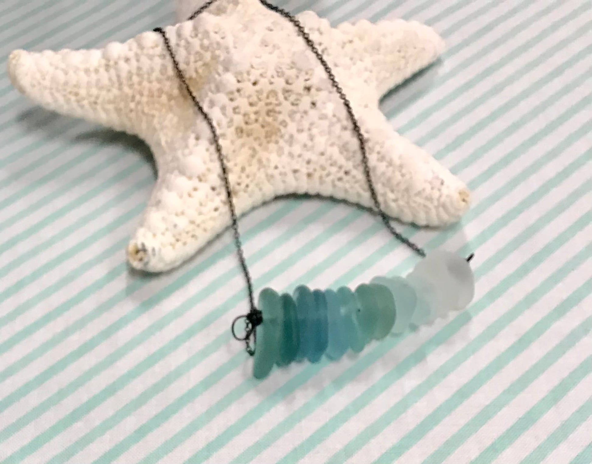 Cyn Elizabeth Studios - The Sea Bar- Sea Glass Statement Necklace: Uncarded (arrives separated in ziplock bags) - PMA Store at the Portland Museum of Art, Maine