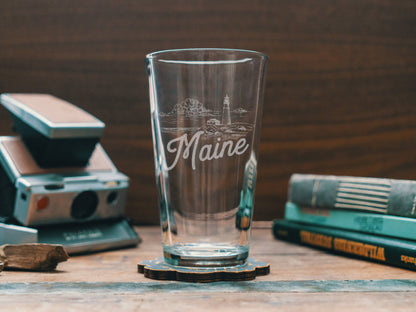 Benoit's Design Co. - Maine State Drinking Glasses: Beer Can ~16 oz - PMA Store at the Portland Museum of Art, Maine