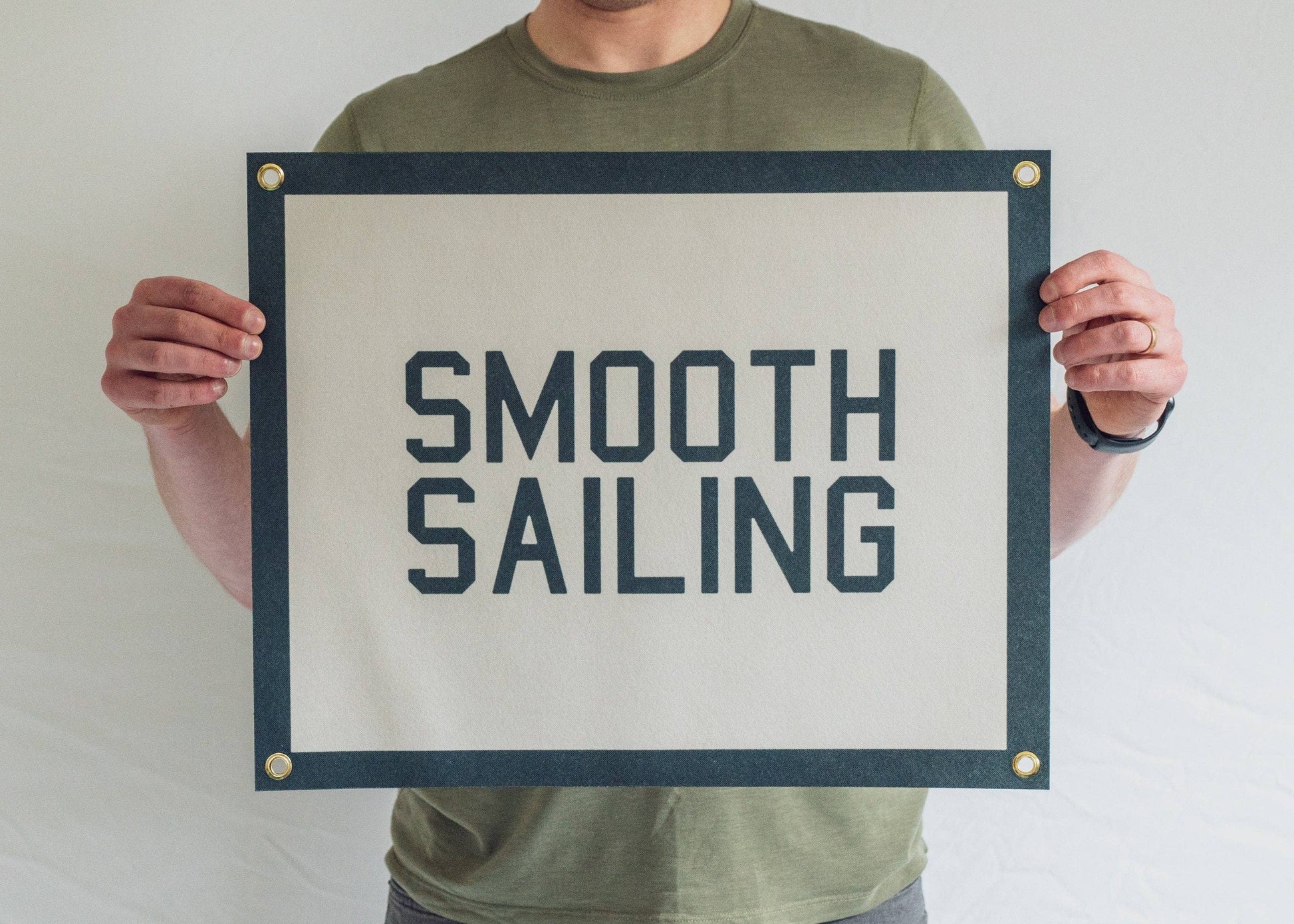 Benoit's Design Co. - Smooth Sailing Felt Banner: Smooth Sailing Black and White - PMA Store at the Portland Museum of Art, Maine