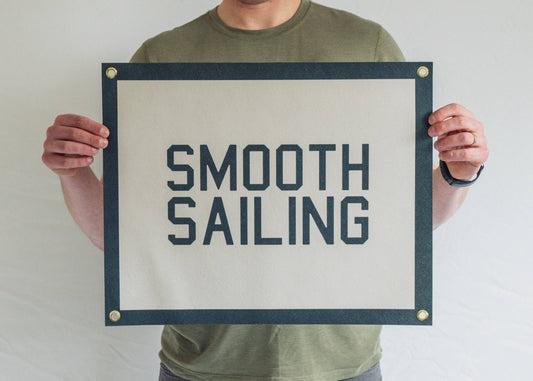 Benoit's Design Co. - Smooth Sailing Felt Banner: Smooth Sailing Black and White - PMA Store at the Portland Museum of Art, Maine