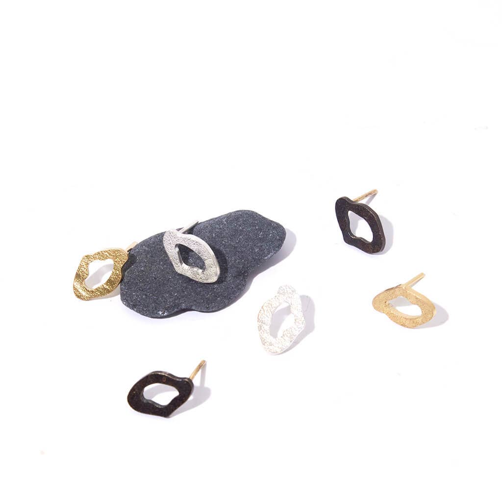 MULXIPLY - Canyon Stud Earrings | Hammered Brass - PMA Store at the Portland Museum of Art, Maine