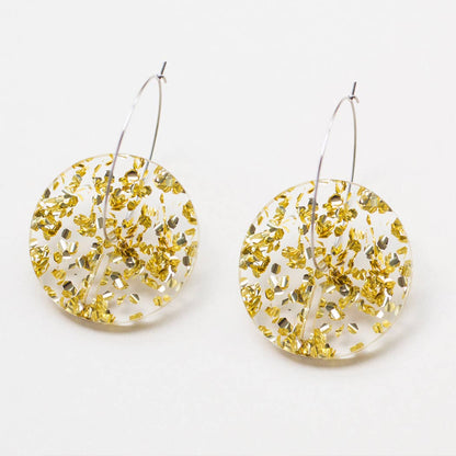 Pamela Coromoto - Circle Earrings -  Big: Clear  Gold sparkle