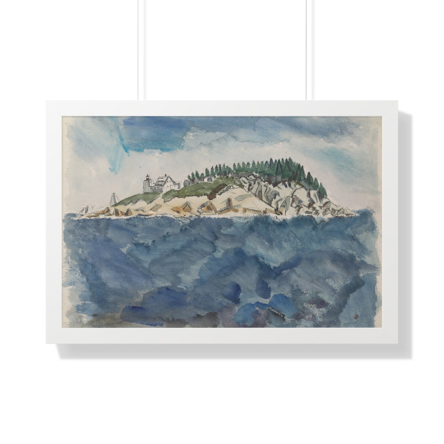 Deer Isle Series: Mark Island Lighthouse, 1928 by John Marin Framed Poster - PMA Store at the Portland Museum of Art, Maine