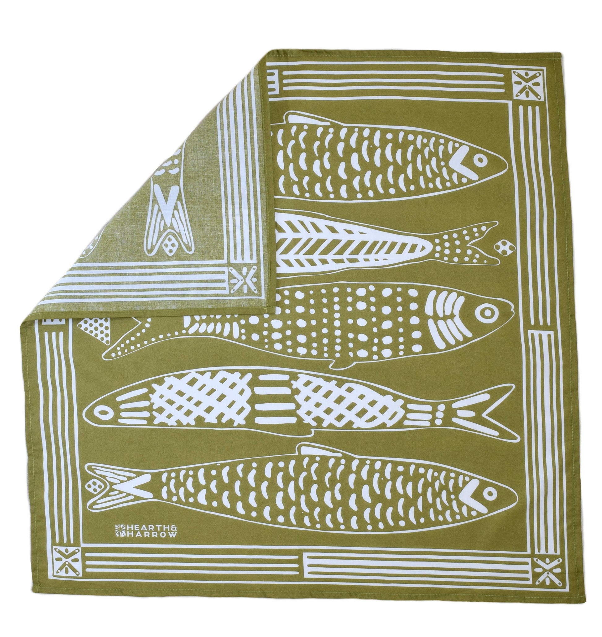 Hearth and Harrow - Sardine Bandana - 100% Cotton - Nautical Print - Hanky Ascot - PMA Store at the Portland Museum of Art, Maine
