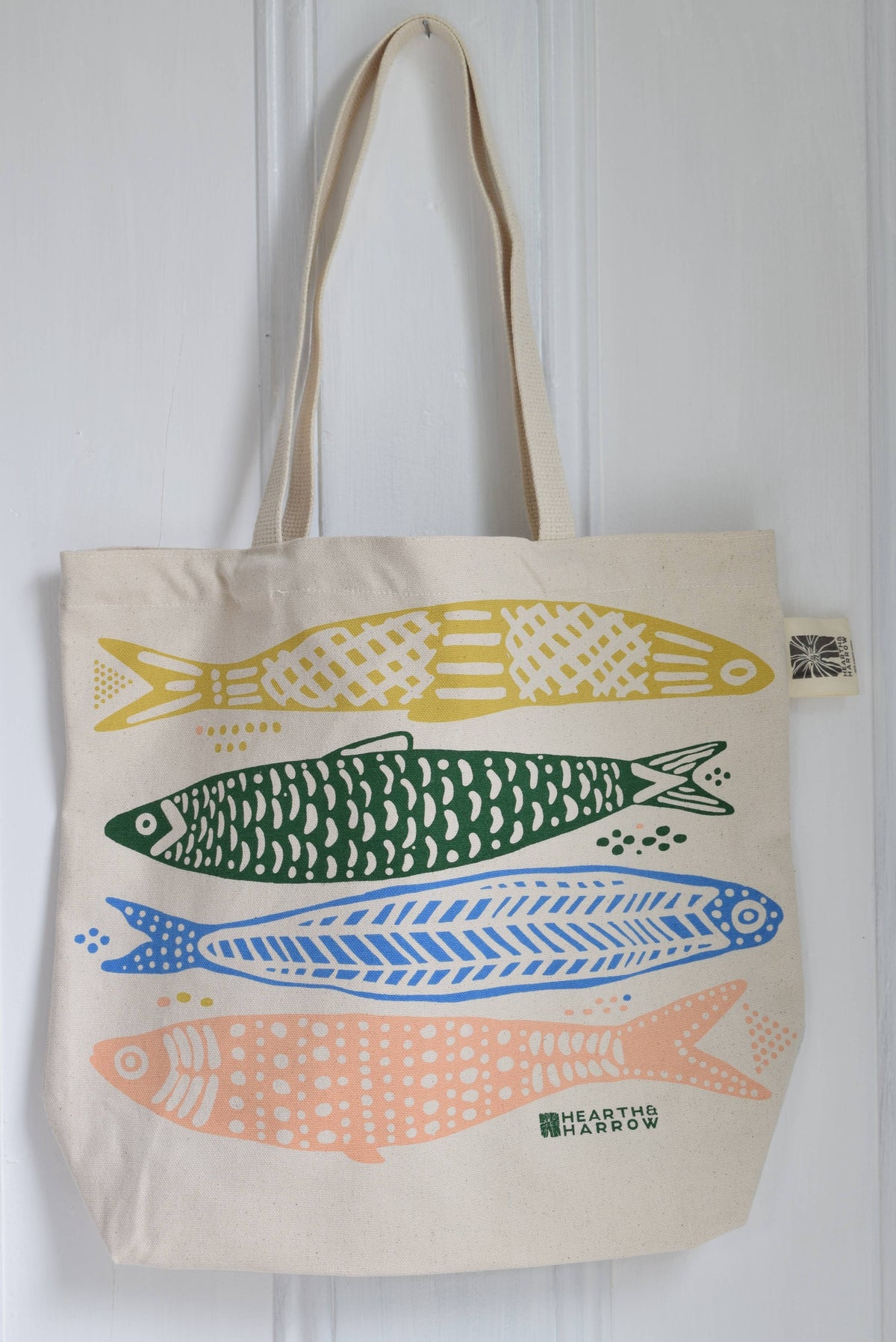 Hearth and Harrow - Sardine Tote Bag - 100% Cotton - Market and Beach Bag