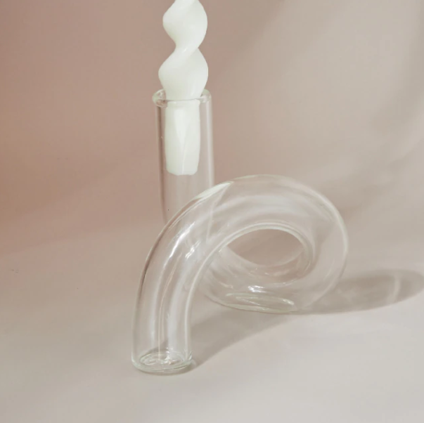 Twist Glass Candlestick Holder / Flower Vase: Blue - PMA Store at the Portland Museum of Art, Maine