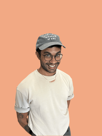 PMA Wordmark Charcoal Washed Baseball Hat 2024 - PMA Store at the Portland Museum of Art, Maine