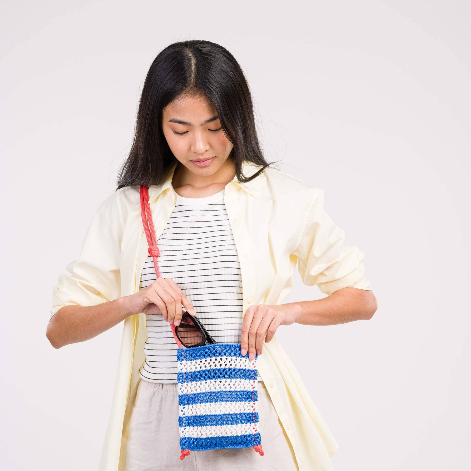 Stripe Raffia Phone Sling: Poppy - PMA Store at the Portland Museum of Art, Maine