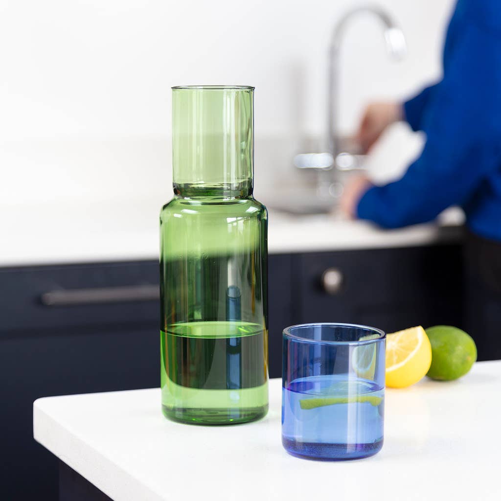Block Design - Duo Tone Glass Carafe: Pink/Green - PMA Store at the Portland Museum of Art, Maine