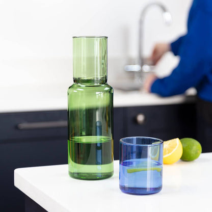 Block Design - Duo Tone Glass Carafe: Pink/Green - PMA Store at the Portland Museum of Art, Maine