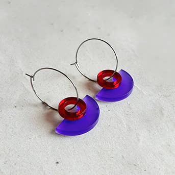 NEW Blok Earrings - Color: Turquoise and Gold Rose Mirror - PMA Store at the Portland Museum of Art, Maine