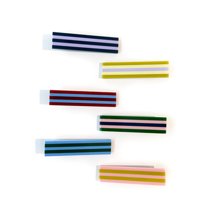 Combinist Goods - Striped Hair Clip | Large: Navy | Pastel Lilac