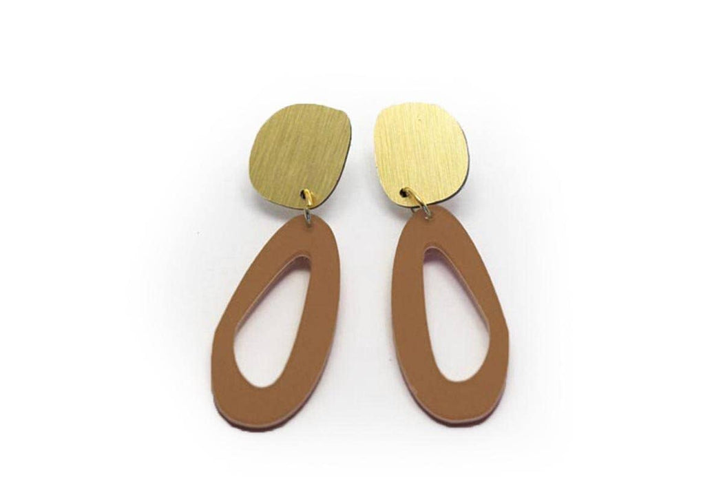 dconstruct - Ecoresin Earrings - Fluid Oval Drop: Lunar / Gold