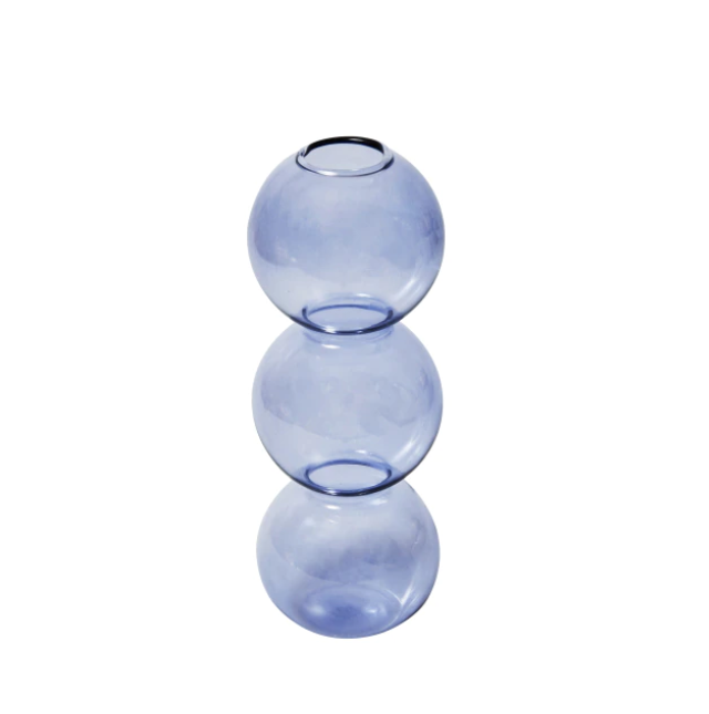 Bubble Shape Glass Vase: Blue / Short 3 Balls - PMA Store at the Portland Museum of Art, Maine