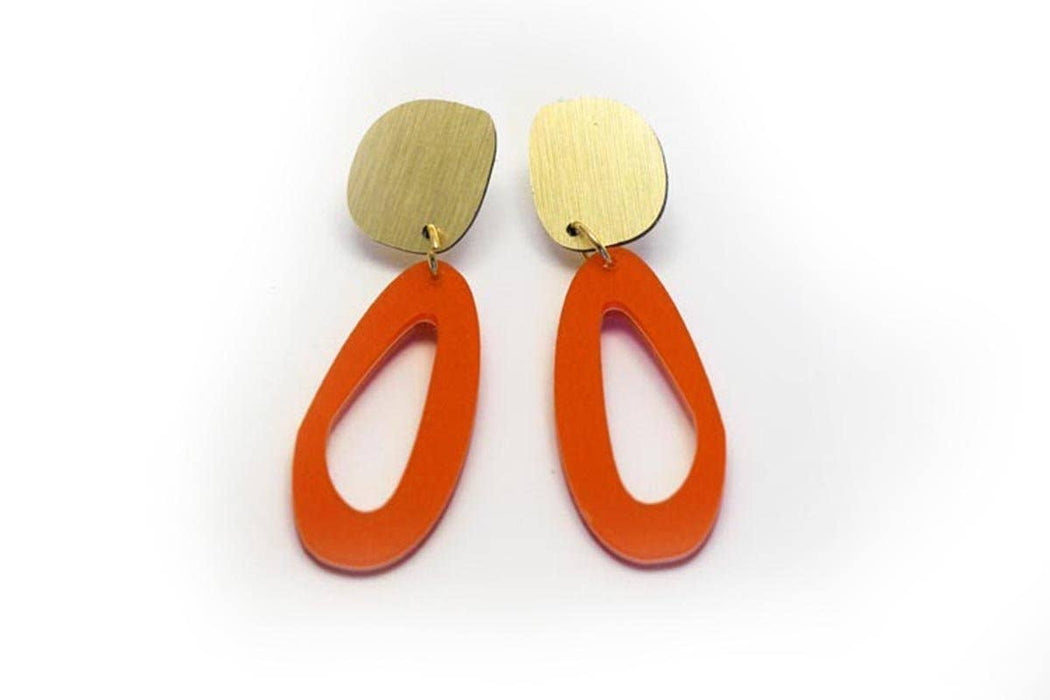 dconstruct - Ecoresin Earrings - Fluid Oval Drop: Lunar / Gold