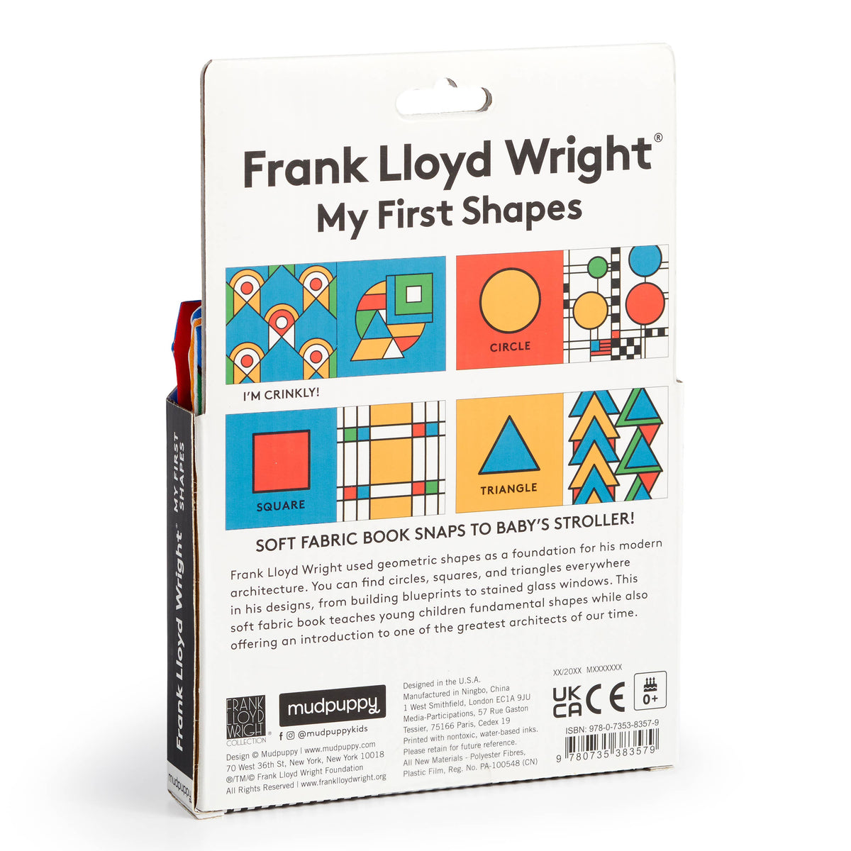 Chronicle Books - Frank Lloyd Wright My First Shapes Crinkle Fabric Stroller Book - PMA Store at the Portland Museum of Art, Maine
